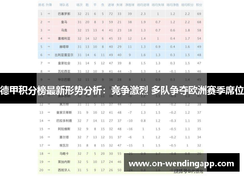 德甲积分榜最新形势分析：竞争激烈 多队争夺欧洲赛季席位
